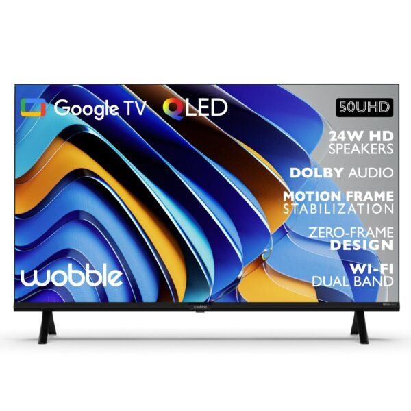 Wobble 127 cm (50 inches) QD Series 4K Ultra HD Smart QLED Google TV WB50GTAW9602QD (Black)