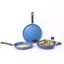 Wonderchef Valencia Non-Stick Cookware 4 Piece Set | Kadhai with Lid 24 cm, Fry Pan 24 cm, Dosa Tawa 28 cm | Cool Touch Bakelite Handles | Pure Grade Aluminium| PFOA Free| 2 Years Warranty | Blue