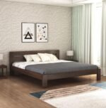 Wooden King Size Bed Without Storage | Wooden Double Bed Cot Bed for Bedroom Furniture | Palang Double Bed for Hotels | Sheesham Wood | Walnut