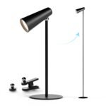 Xech Acrylonitrile Butadiene Styrene LED Table Lamp for Study with Multiple Attachments 5 in 1 Rechargeable Desk & Floor Lamp Adjustable Brightness USB-C Powerful Neodymium Magnets Magneto II XL Black
