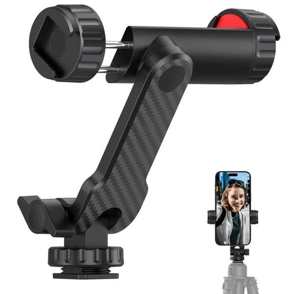 ZORBES® Mobile Phone Mount for Tripod Stand,Smartphone Mount Adapter for Tripod Stand Retractable Phone Holder 360° Rotates and 180° Tilts Angle Universal 1/4" Holder,Camera