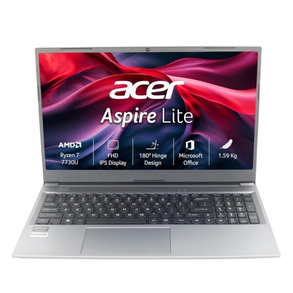 acer Aspire Lite, AMD Ryzen 7 7730U, Office 2024 + M365 Basic, 16 GB RAM, 512 GB SSD, Full HD IPS,15.6"/39.62 cm, Windows 11 Home, Steel Grey, 1.59 KG, AL15-41, Thin and Light Laptop