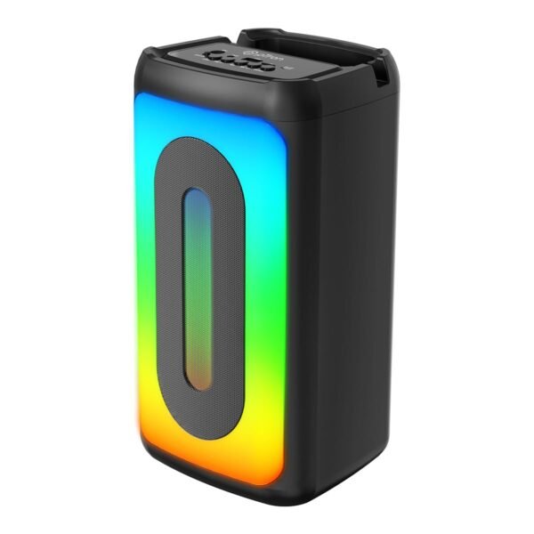 pTron Fusion Play Portable 34W Bluetooth Speaker w/Immersive Sound, Vivid RGB Lights, Party Speaker w/ 7 Hrs Playtime, BT5.3/Aux/TF Card/USB Playback, 6.5mm Karaoke Mic Port, Type-C Charging (Black)