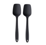 we3 Multi Purpose Heat Resistance Silicone Spatula Turner Non-Stick Silicone Kitchen Tools FDA Approved Piece of 2 Black|Spatula Spoon XL 27cm