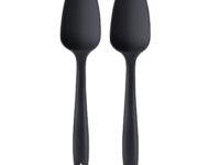 we3 Multi Purpose Heat Resistance Silicone Spatula Turner Non-Stick Silicone Kitchen Tools FDA Approved Piece of 2 Black|Spatula Spoon XL 27cm