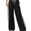 SAKHWALA Women Track Pant | Women's Wide Leg Track Pants High Waist Drawstring Sweatpants with Side Stripes, Casual Loose Fit Lounge Joggers, Dark Grey