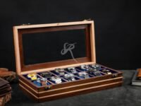 Royal Craft Expertise Mens watch box, Watch display case, Indian Rosewood watch box organizer for men, Velvet lining glass lid, Solid Gift for Him, Made for Special Occasions (Darkk brownn - 12 room)