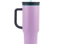 Tumbler with lid and Straw 1200ML Cup Stainless Steel Vacuum Insulated Tumbler for Water, Iced Tea or Coffee 1.2L Office Gym Travelling (Purple Black)