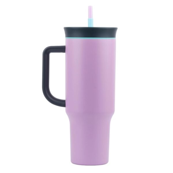 Tumbler with lid and Straw 1200ML Cup Stainless Steel Vacuum Insulated Tumbler for Water, Iced Tea or Coffee 1.2L Office Gym Travelling (Purple Black)
