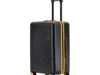MOKOBARA Transit Check-in Luggage Trolley Bag-64cm(65L),Polycarbonate Hardshell,360° 8 Silent Wheels,One Push TSA Lock,Premium Zipper,Suitcase for 7-14 Day Travel,Black&Yellow(Money Moves Sunray)