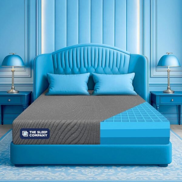 The Sleep Company SmartGRID Ortho Mattress | Japanese Patented Technology | AIHA Certified | Medium Firm Orthopedic Mattress for Back Pain Relief | 10 Years Warranty | Queen Size Bed 75x60x8 | Grey