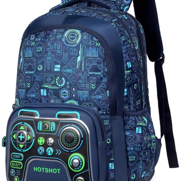 HOT SHOT BAG GAMER_1446|3D EMBOSSED DESGIN|SCHOOL BAG|TUTUION|KIDS & CHILDRENS BACKPACK|WATER RESISTANT|18 INCH|FOR BOYS & GIRLS|32 LITERS BACKPACK