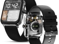 Fire-Boltt Ninja Phantom Smart Watch 1.83” Display, Transparent Clear Body Design, Bluetooth Calling, 120+ Sports Modes, Voice Assistant, AI Outfit Watch Face Smartwatch for Men & Women Shadow Black