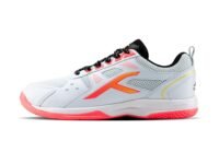 Hundred Raze Badminton Shoes (Non Marking) | Also Perfect for Squash, Table Tennis, & Indoor Sports | Lightweight & Durable | X-Cushion, Active Grip Sole (Lt Blue/Orange/Black/Yellow ; 2 UK)