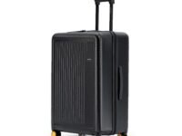 MOKOBARA Transit Check-in Large Luggage Trolley Bag-74cm(100L),Lightweight Polycarbonate Hardshell,360° 8 Silent Wheels,One Push TSA Lock,Premium Zipper,Suitcase for 15+ Day Travel,Black(Money Moves)