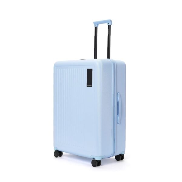 MOKOBARA Transit Check-in Large Luggage Trolley Bag-74cm(100L),Lightweight Polycarbonate Hardshell,360° 8 Silent Wheels,One Push TSA Lock,Premium Zipper,Suitcase for 15+ Day Travel,Blue(Shy Blue)