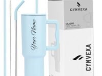 CYNVEXA Personalized with Your Name, Tumbler with lid and Straw 1200ML Cup Stainless Steel Vacuum Insulated Tumbler for Water, Iced Tea or Coffee 1.2L Office Gym Travelling (Sky Blue)