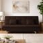 Adorn India Premium New Aspen 3 Seater Sofa Cum Bed 4X6 Velvet Suede with 2 Cushions (Color Brown) and Suitable for All Indoor, with 3 Years Warranty