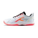 Hundred Raze Badminton Shoes (Non Marking) | Also Perfect for Squash, Table Tennis, & Indoor Sports | Lightweight & Durable | X-Cushion, Active Grip Sole (Lt Blue/Orange/Black/Yellow ; 1 UK)