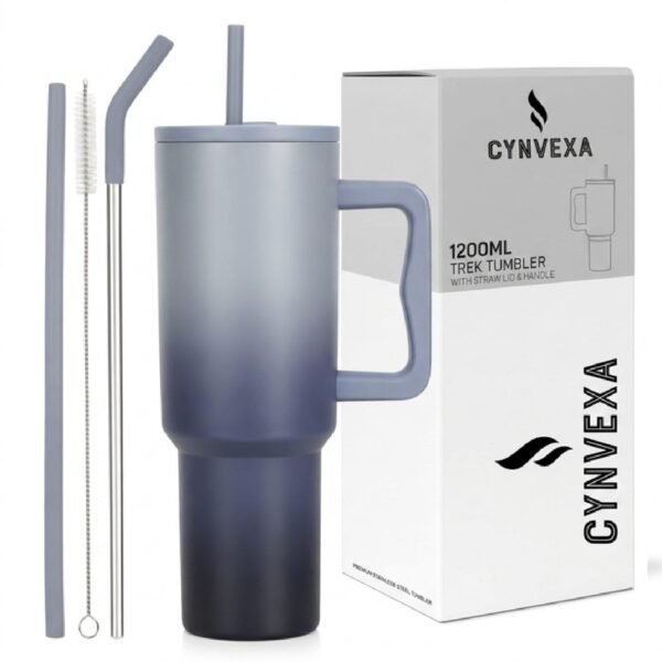 CYNVEXA Tumbler with lid and Straw 1200ML Cup Stainless Steel Vacuum Insulated Tumbler for Water, Iced Tea or Coffee 1.2L Office Gym Travelling (Stone Wash)