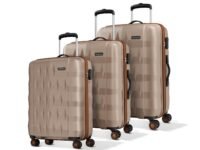 Aristocrat Comet 8 Wheel Set of 3 (Small+Medium+Large) Hard Case Trolley Bag | Combination Lock | Tough And Durable Polycarbonate Luggage | 3 Year International Warranty|Suitcase for Travel| Champagne