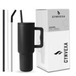 Tumbler with lid and Straw 1200ML Cup Stainless Steel Vacuum Insulated Tumbler for Water, Iced Tea or Coffee 1.2L Office Gym Travelling (40 - Oz - Black)