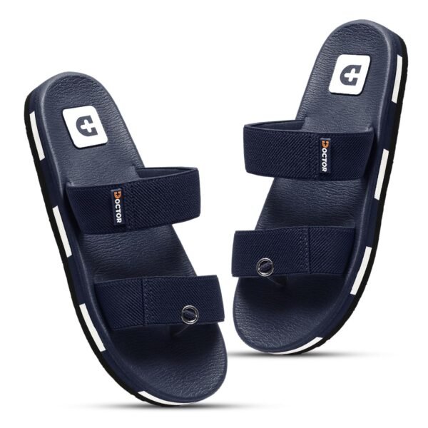 DOCTOR HEALTH SUPER SOFT Men’s Double Strap Casual Slides | Lightweight Cushioned EVA Slippers | Anti-Slip Comfortable Open Toe Sandals for Indoor Outdoor Everyday Wear