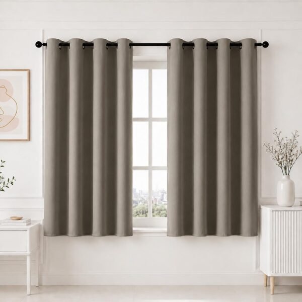 HOMEMONDE Room Darkening Curtain for Window 5 Feet Single Pcs - Heavy Polyester 75% Blackout Thick Curtains, Room Privacy and Thermal Insulation - (Urban Ash - 60 Inches)
