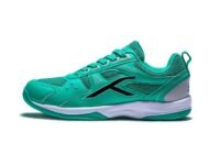 Hundred Raze Unisex-Child Badminton Shoes (Non Marking) | Lightweight & Durable | X-Cushion, Active Grip Sole, Toe Assist(Turquoise/Black/Grey, 1 UK)