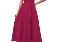 Shasmi Girl's & Women's Solid Color V-Neck A-Line Maxi Dress for Women | New Year Party Outfit | Waist Cinched Puff Sleeve Western | Elegant Casual Wear (Dress 246)