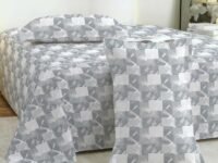 Story@Home 190 TC Cotton Double Bedsheet Set with 2 Pillow Covers | Soft Breathable Fabric | 250 x 225 cm Double Bed Sheet |Grey Geometric Printed Bedding for Bedroom