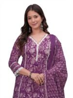 Amayra Women's Pure Cotton Printed Straight Kurta Set with Palazzo Pants & Dupatta- Ethnic Wear