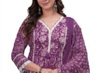 Amayra Women's Pure Cotton Printed Straight Kurta Set with Palazzo Pants & Dupatta- Ethnic Wear