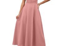 Shasmi Girl's & Women's Solid Color V-Neck A-Line Maxi Dress for Women | New Year Party Outfit | Waist Cinched Puff Sleeve Western | Elegant Casual Wear (Dress 246)