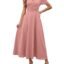 Shasmi Girl's & Women's Solid Color V-Neck A-Line Maxi Dress for Women | New Year Party Outfit | Waist Cinched Puff Sleeve Western | Elegant Casual Wear (Dress 246)
