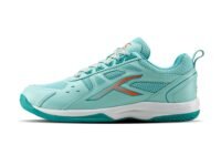 Hundred Raze Badminton Shoes (Non Marking) | Also Perfect for Squash, Table Tennis, & Indoor Sports | Lightweight & Durable | X-Cushion, Active Grip Sole (Turquoise/Orange/White ; 1 UK)