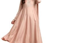 MOKOSH Women’s Silk Embroidery Anakrali Kurta Pant with Dupatta | Anarkali Kurta Set | Round Neck Full Sleeve Ethnic Suit | Floral Kurta 7 Colour Option Available | 3 Piece Outfit