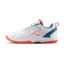 Hundred Raze Badminton Shoes (Non Marking) | Also Perfect for Squash, Table Tennis, & Indoor Sports | Lightweight & Durable | X-Cushion, Active Grip Sole (White/Orange/Deep Sea Blue ; 1 UK)