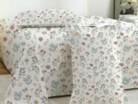 Story@Home 190 TC Cotton Double Bedsheet Set with 2 Pillow Covers | Soft Breathable Fabric | 250 x 225 cm Double Bed Sheet | Off White & Brown Floral Printed Bedding for Bedroom