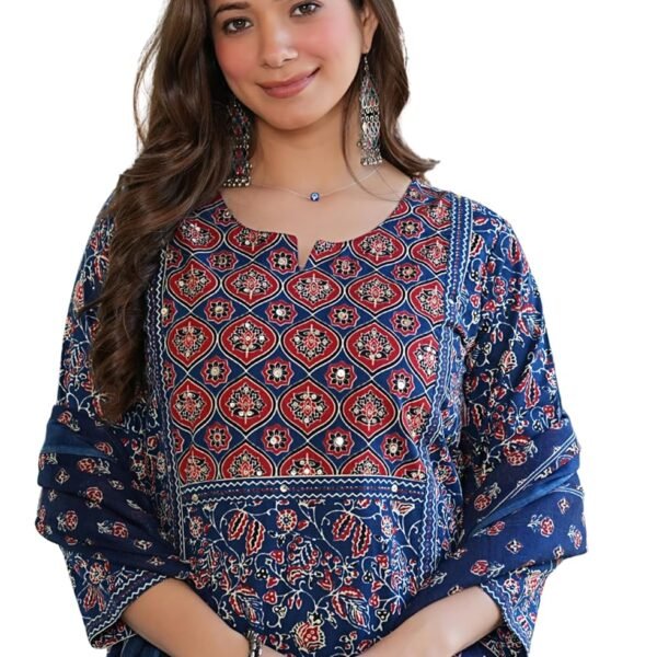 Amayra Women's Pure Cotton Printed Straight Kurta Set with Palazzo Pants & Dupatta|Ethnic wear|Kurti Suit Set for Women