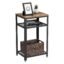 457907 Industrial Side Table, End Telephone Table with 2-Tier Mesh Shelves, for Office Hallway or Living Room, Wood Look Accent Furniture with Metal Frame - Made in India