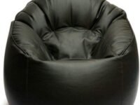 4XL Leather Bean Bag Cover Without Beans|| Muddha Chair Without Beans || Bean Bag Chair Cover for Living Room, Bed Room (Black)
