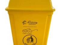 60 Liter Plastic Swing Lid Trash Bin – Yellow Waste Dustbin for Home, Office, Hospital, School, College – Durable Recycling & Garbage Bin with Lid (1 Piece)