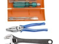 ACHRO 908 Universal Tool Kit Set for Home/Garage/Car/Bike/Industry, Contains 6 Pcs Screwdriver Set & 8 inch Combination Plier, 8 inch Adjustable Spanner (Set of 8 pcs Tool kit)