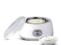 AGARO Classic Portable Yogurt Maker Machine for Home, 1.2L, Electric Probiotic Curd Maker with Auto Temperature Regulation, for Thick Creamy, Consistent Yogurt, 304 SS Container, Grey and White