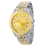 ALNA-TURA Stylish Men's Gold and Silver Watch for Mens & Boys with Diamond Accents Elegant Design Watch for Men with Crystal and Metal Stra, Analog Modern Cassual & Formal Boys Watches
