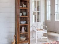 ANGEL FURNITURE Baltimore Solid Sheesham Wood Tall Crockery Cabinet | Book Shelf with Glass Door Honey Finish