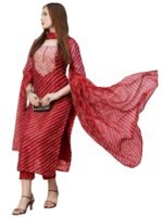 ANNI DESIGNER Women's Cotton Blend Straight Printed Kurta with Pant & Dupatta