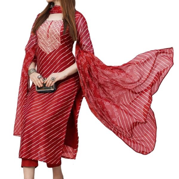 ANNI DESIGNER Women's Cotton Blend Straight Printed Kurta with Pant & Dupatta