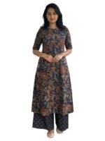 ANNI Designer Women's Viscose Blend Straight Printed Kurta with Palazzo | Elbow Length Sleeve Kurti Set | Close Neck with Back Slit | Soft Comfortable Fabric | 2 Piece Outfit